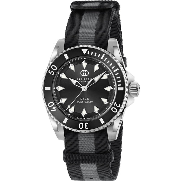 Gucci Mens Dive Automatic 40mm Black Watch