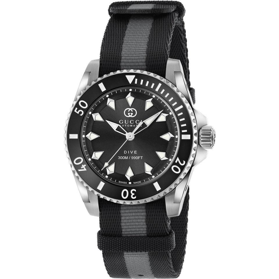 Gucci Mens Dive Automatic 40mm Black Watch