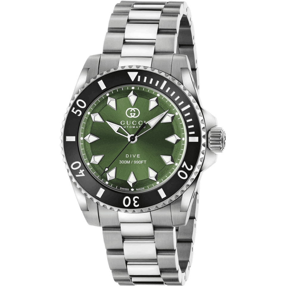 Gucci Men's Dive Stainless Steel 40mm Green Dial Watch