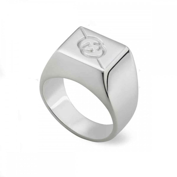 Gucci Men's Tag Interlocking Square Top Sterling Silver Ring