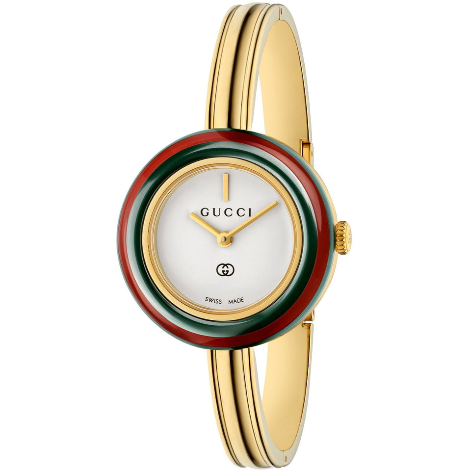 Gucci Play Gold Plated Bangle with Interchangeable Ceramic Bezel S