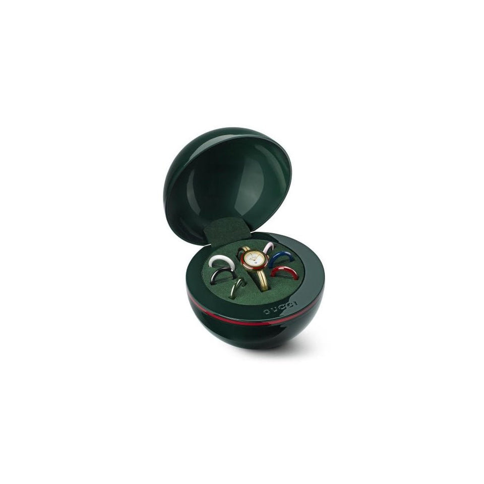 Gucci Play Gold Plated Bangle Watch with Interchangeable Ceramic Bezels