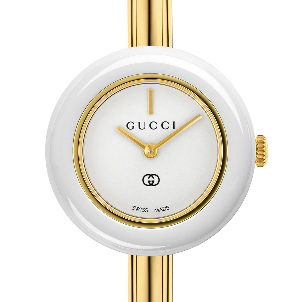 Gucci Play Gold Plated Bangle Watch with Interchangeable Ceramic Bezels