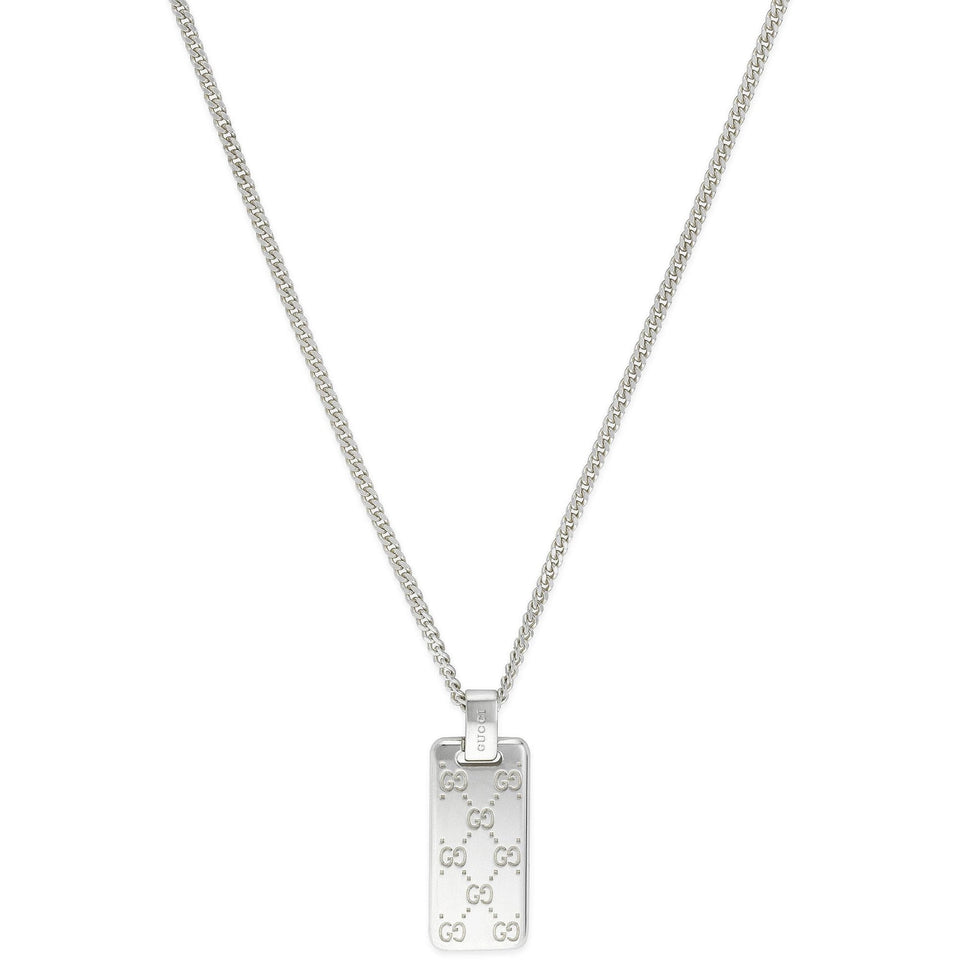 Gucci Signature Sterling Silver Tag Necklace