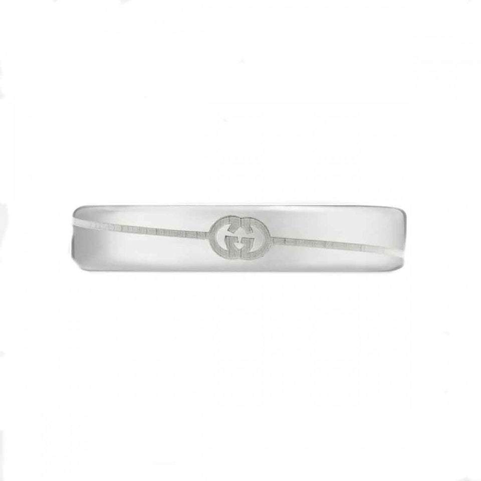 Gucci Gucci Tag 4mm Interlocking G Sterling Silver Band Ring