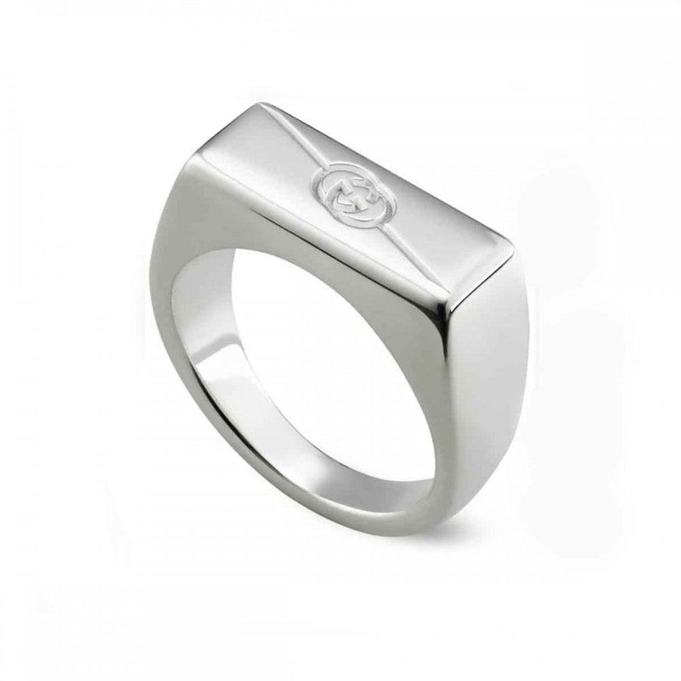 Gucci Gucci Tag Flat Topped Interlocking G Sterling Silver Ring
