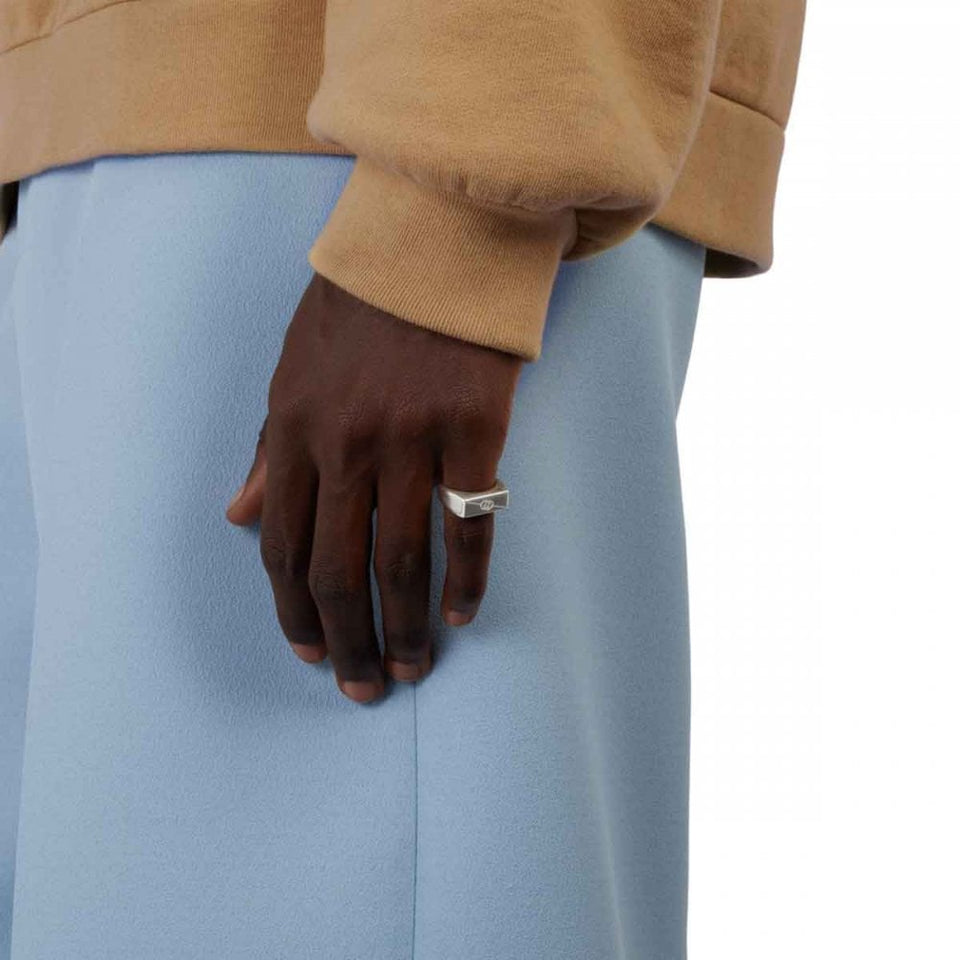 Gucci Gucci Tag Flat Topped Interlocking G Sterling Silver Ring