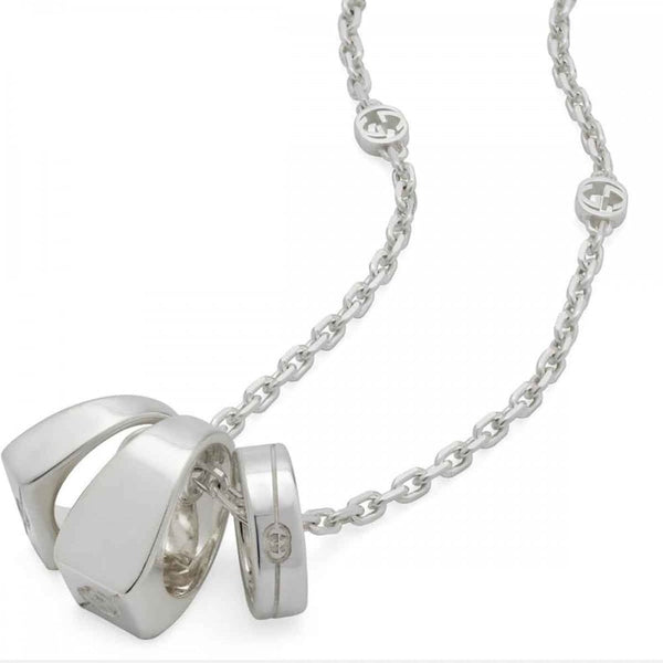 Gucci Tag Interlocking Multi Shaped Sterling Silver Necklace