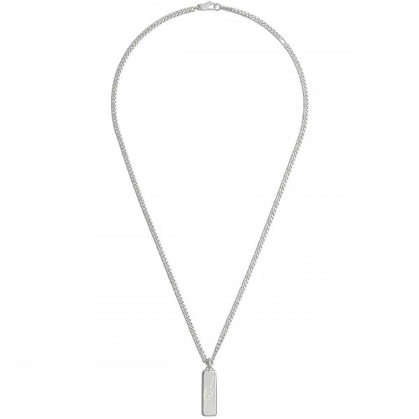 Gucci Tag Interlocking Sterling Siver Drop Rectangle Necklace