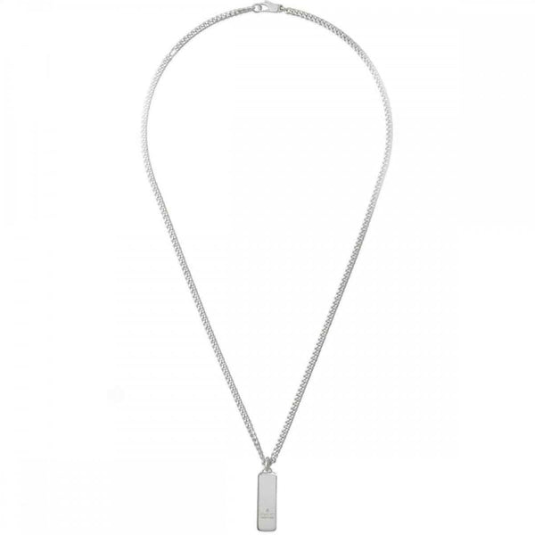 Gucci Tag Interlocking Sterling Siver Drop Rectangle Necklace