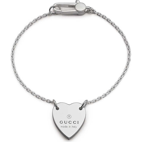 Gucci Trademark Engraved Heart Sterling Silver Bracelet