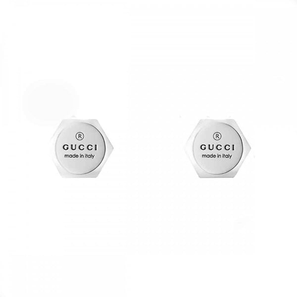 Gucci Trademark Engraved Hexagonal Cut Stud Earrings