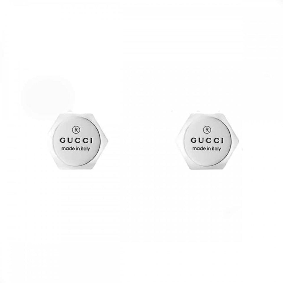 Gucci Trademark Engraved Hexagonal Cut Stud Earrings