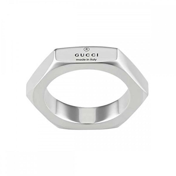 Gucci Trademark Hexagon Shaped Engraved Ring