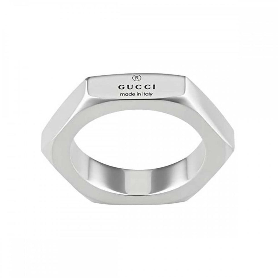 Gucci Trademark Hexagon Shaped Engraved Ring