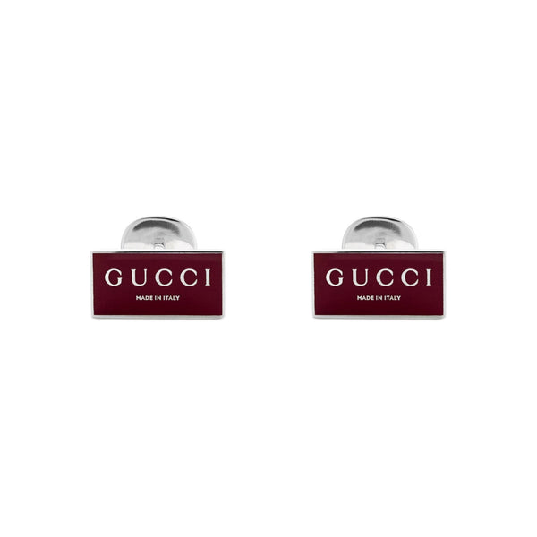 Gucci Trademark Rectangle Red Enamel Cufflinks