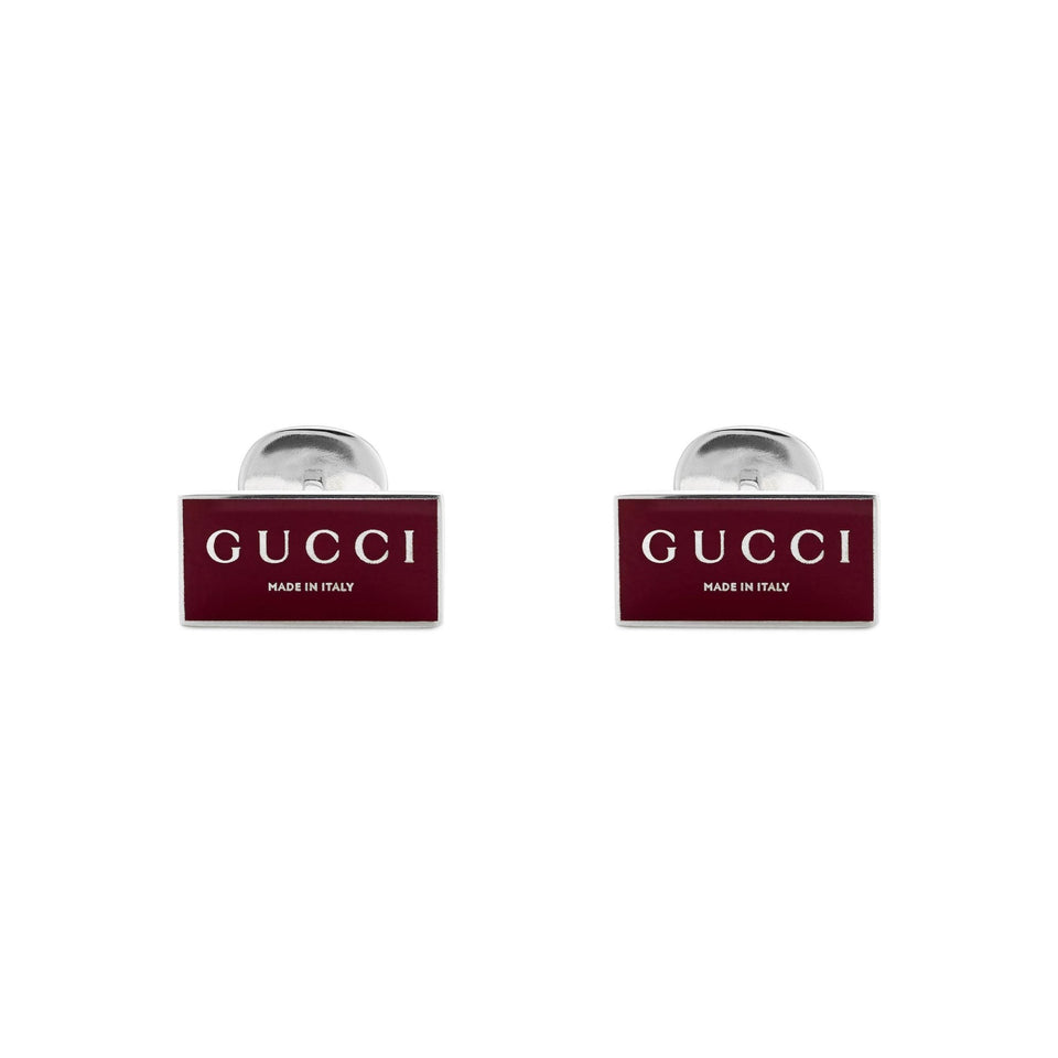 Gucci Trademark Rectangle Red Enamel Cufflinks