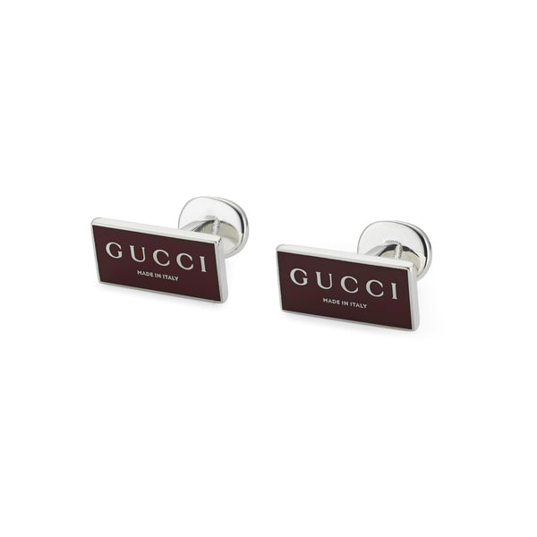 Gucci Trademark Rectangle Red Enamel Cufflinks