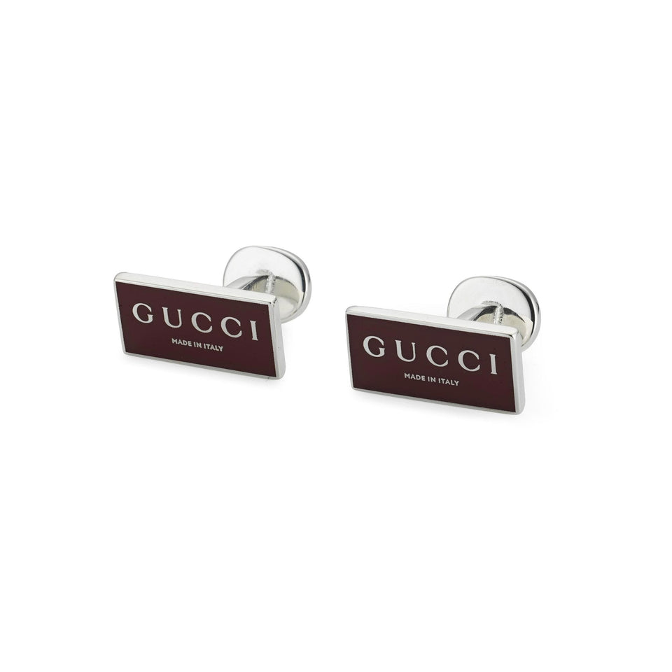 Gucci Trademark Rectangle Red Enamel Cufflinks