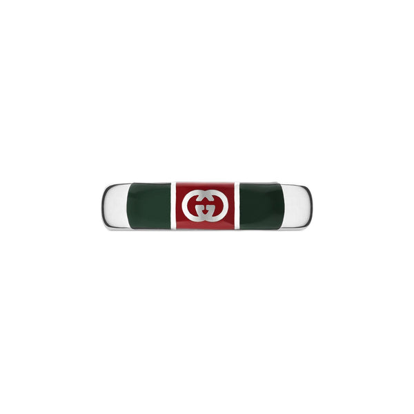 Gucci Web Motif 5mm Red & Green Enamel Ring