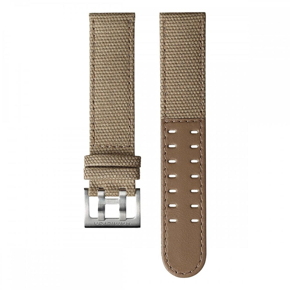 Hamilton KHAKI FIELD 20mm Beige Leather-Backed Canvas Strap