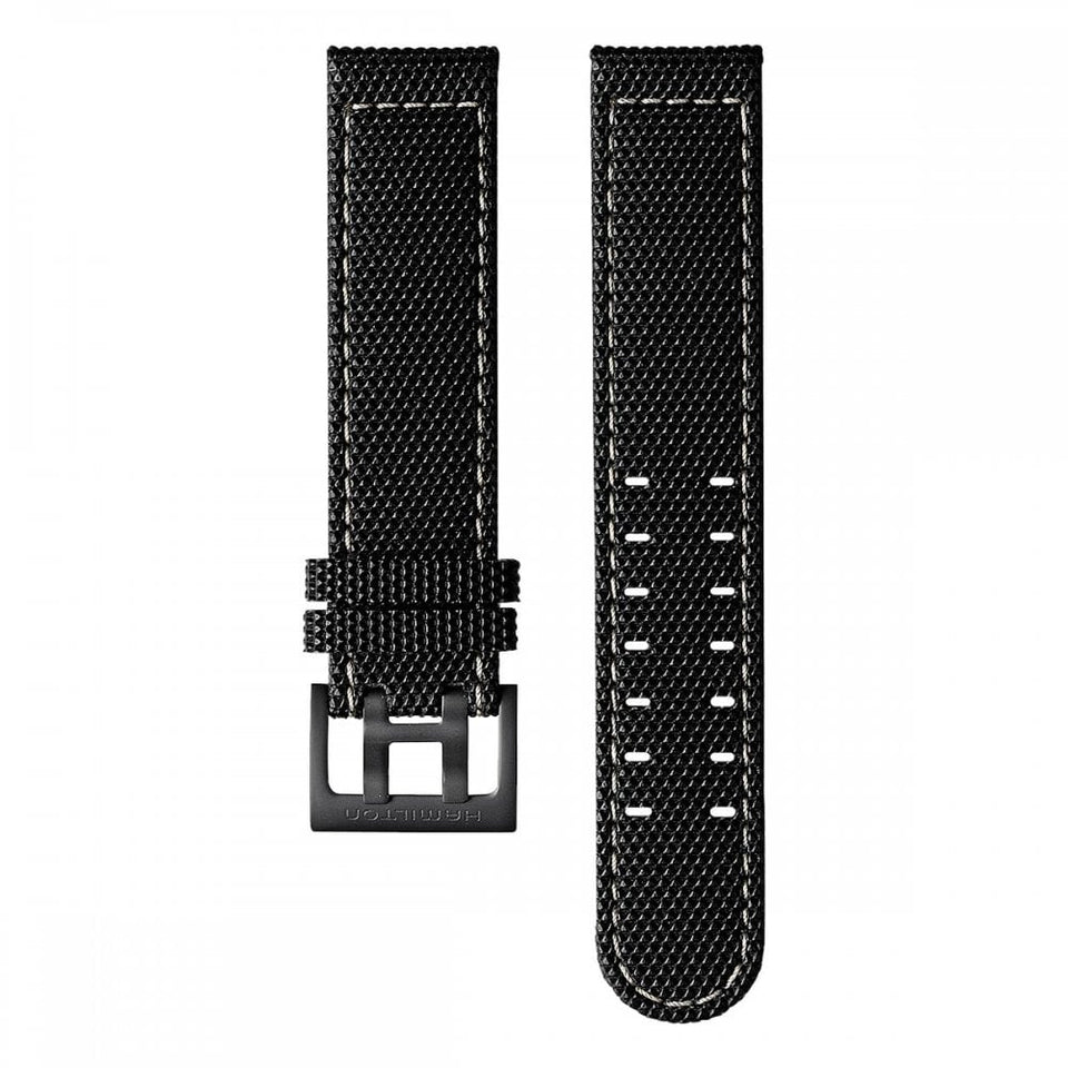 Hamilton KHAKI FIELD 20mm Black Leather-Backed Rubber Strap
