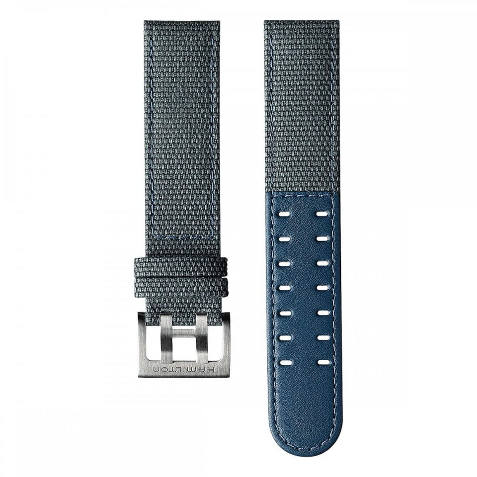 Hamilton KHAKI FIELD 20mm Blue Leather-Backed Canvas Strap