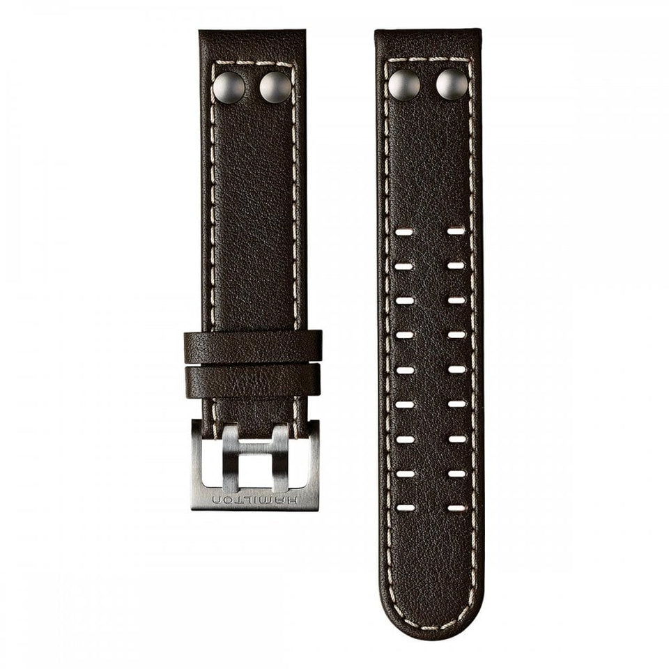 Hamilton KHAKI FIELD 20mm Brown Leather Studded Strap