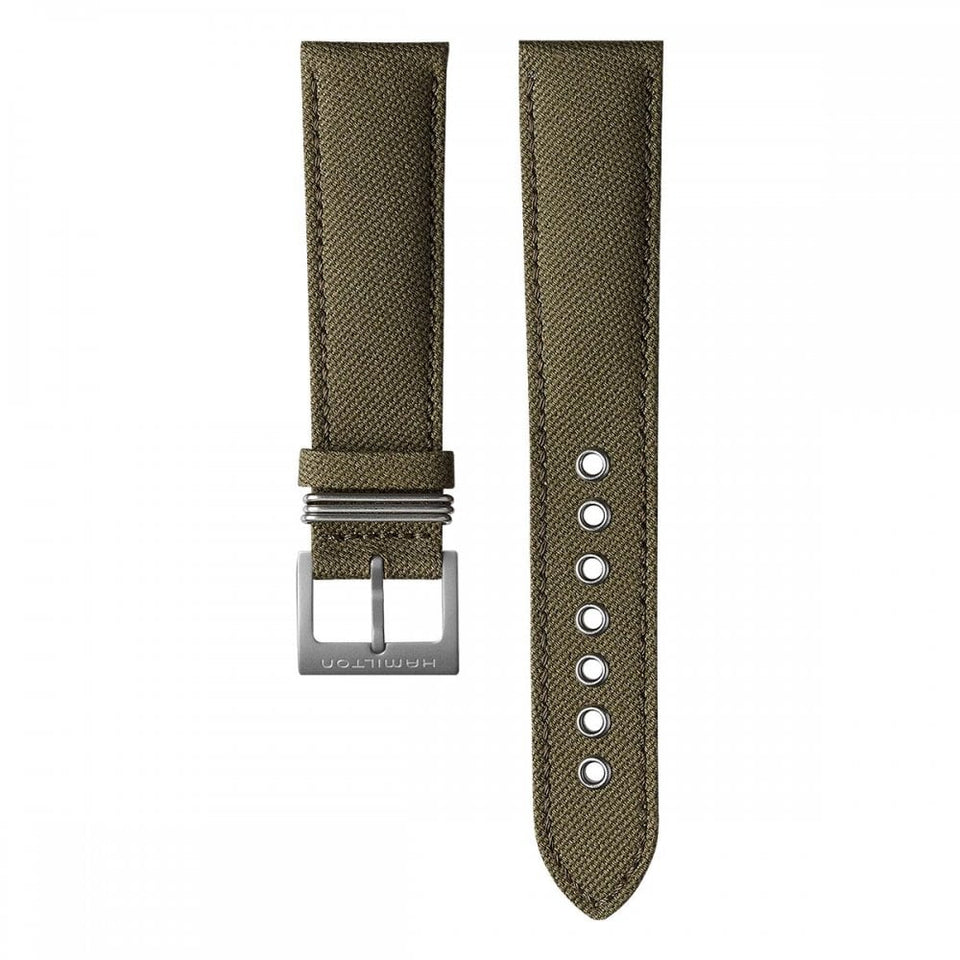 Hamilton KHAKI FIELD 20mm Green Canvas Leather Strap