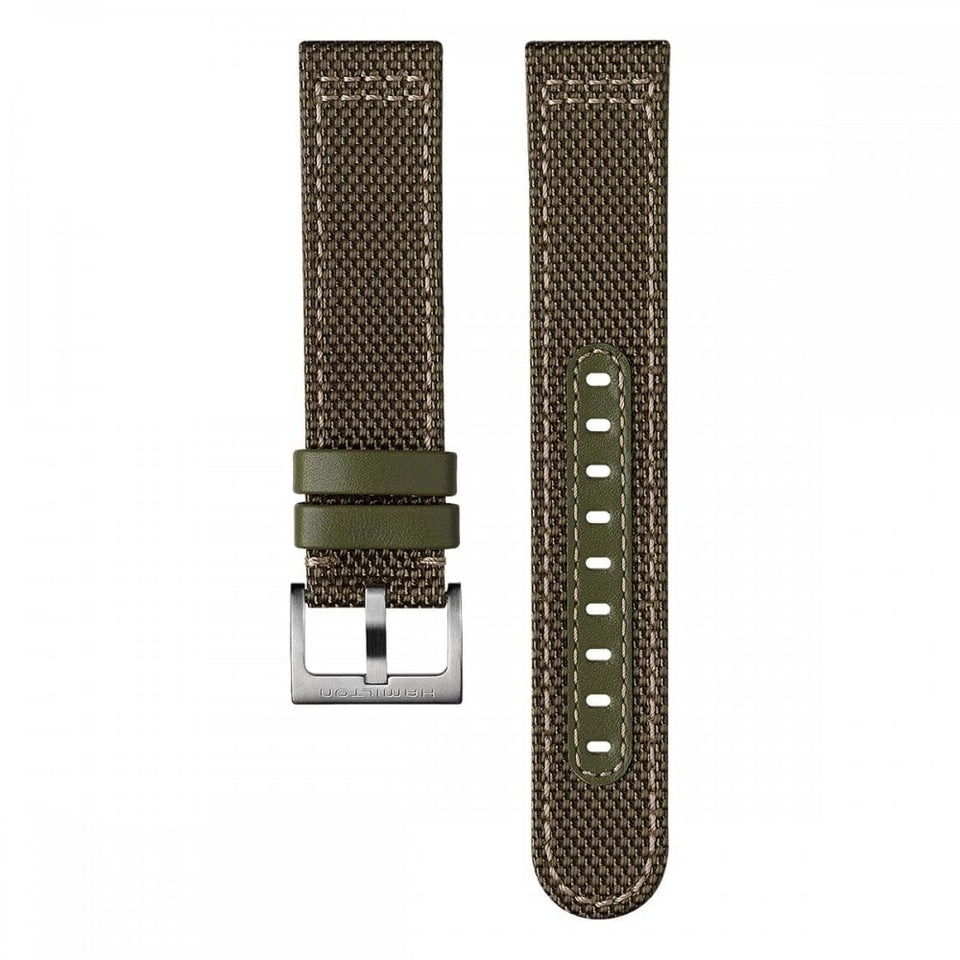 Hamilton KHAKI FIELD 20mm Green Leather Canvas Strap
