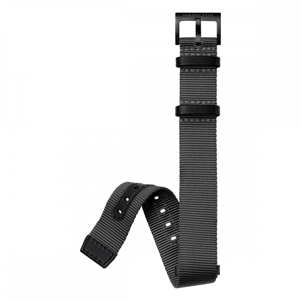 Hamilton KHAKI FIELD 20mm Grey NATO Strap with Black PVD Buckle