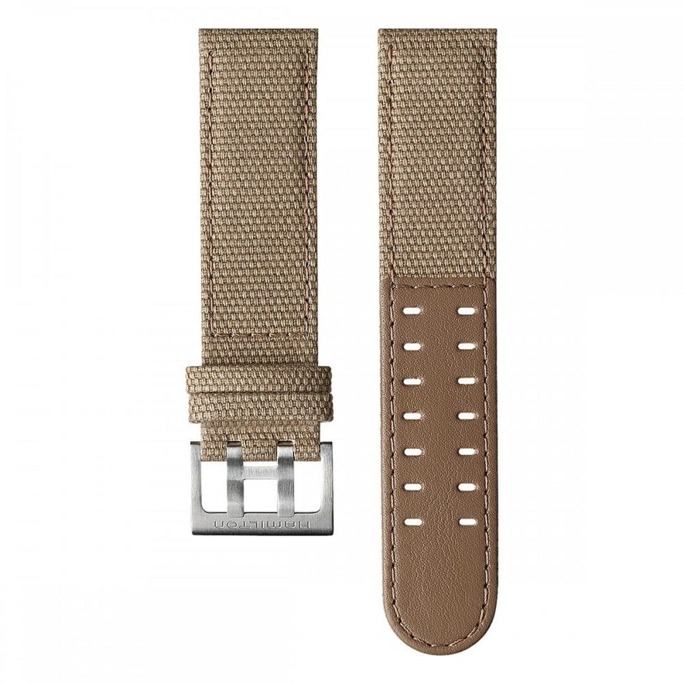 Hamilton KHAKI FIELD 22mm Beige Leather-Backed Canvas Strap
