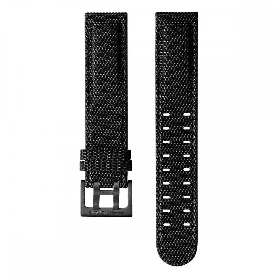 Hamilton KHAKI FIELD 20mm Black Leather-Backed Rubber Strap
