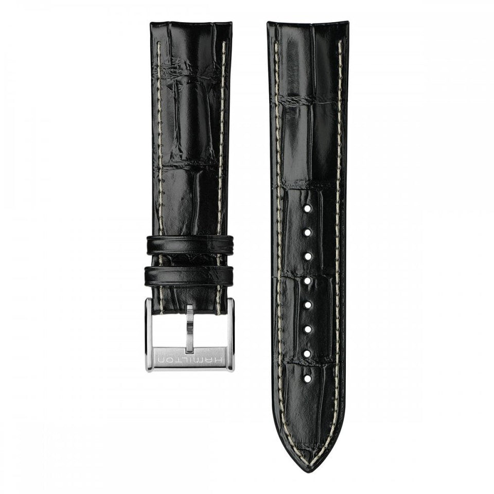 Hamilton KHAKI FIELD 22mm Black Leather Strap