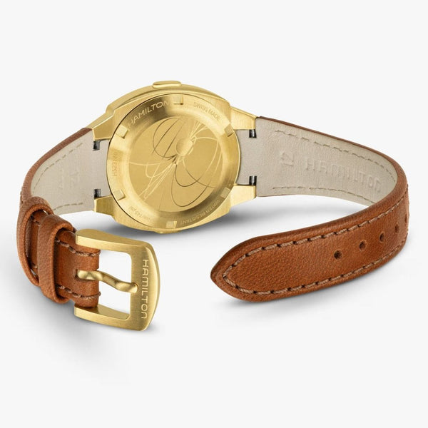 Hamilton Men's American Classic Brown Strap Gold Tone PSR 74 Watch