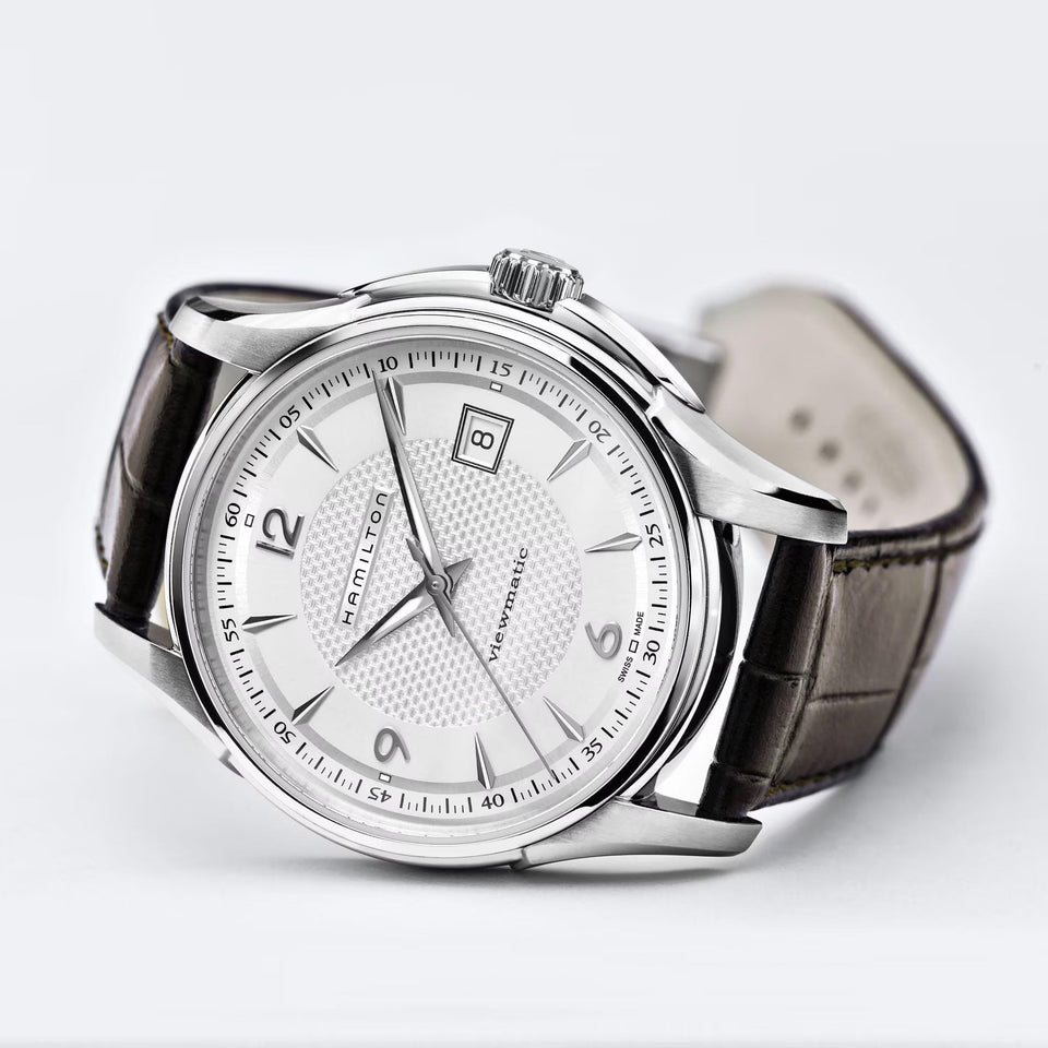 Hamilton Men's Jazzmaster 40mm Silver Dial Viewmatic Auto Brown Leather Watch