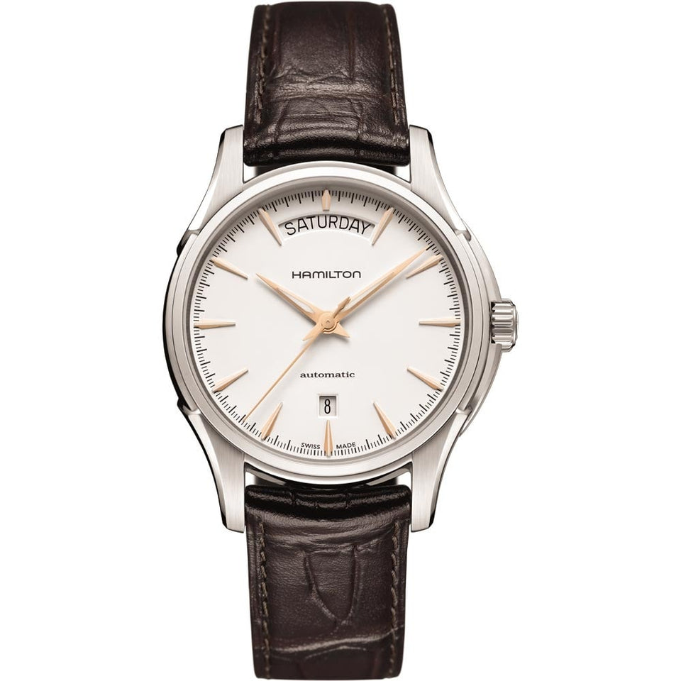 Hamilton Men's Jazzmaster White Dial Day-Date Automatic Leather Strap Watch
