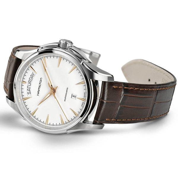 Hamilton Men's Jazzmaster White Dial Day-Date Automatic Leather Strap Watch