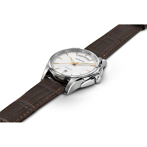 Hamilton Men's Jazzmaster White Dial Day-Date Automatic Leather Strap Watch
