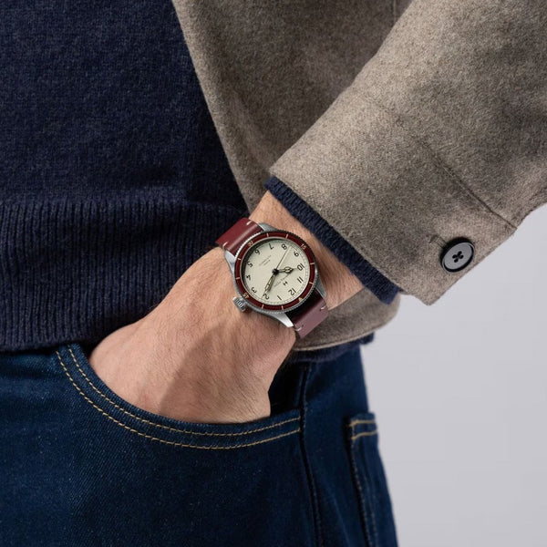 Hamilton Men's Khaki Aviation Pilot Pioneer 38mm Burgundy Strap Watch