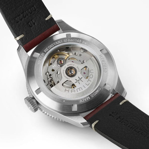 Hamilton Men's Khaki Aviation Pilot Pioneer 38mm Burgundy Strap Watch