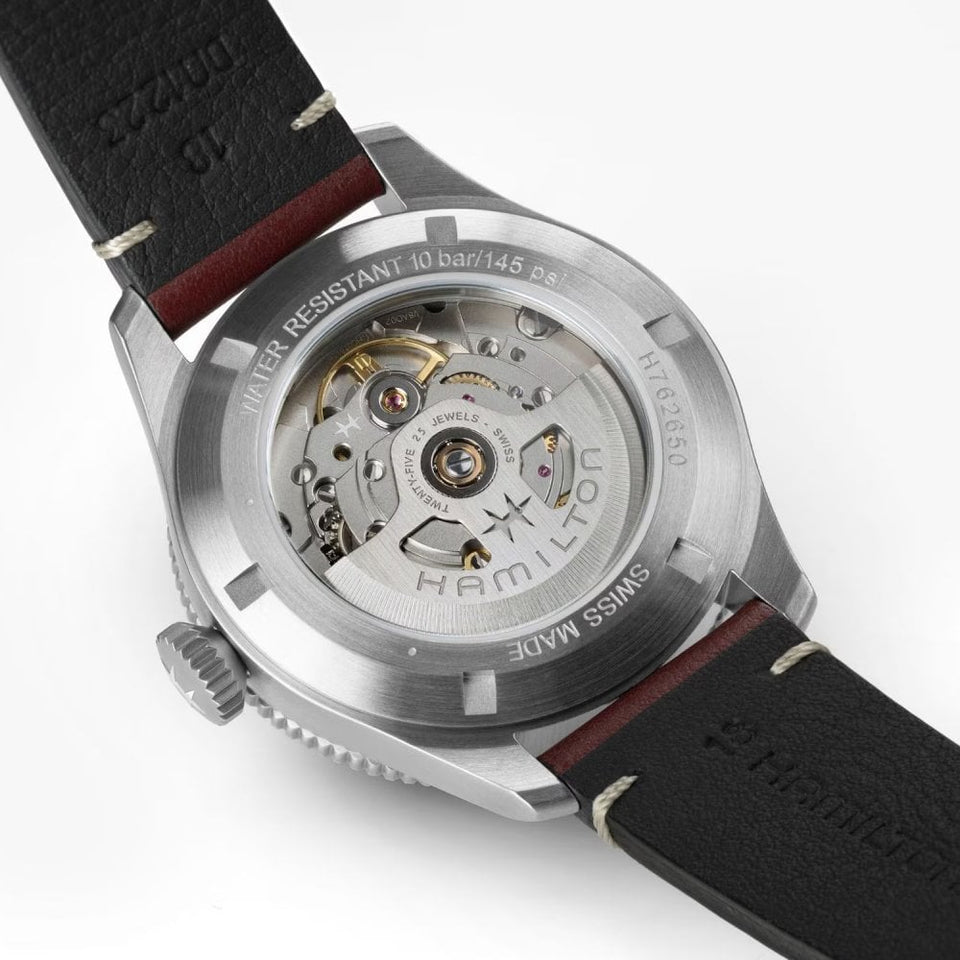 Hamilton Men's Khaki Aviation Pilot Pioneer 38mm Burgundy Strap Watch