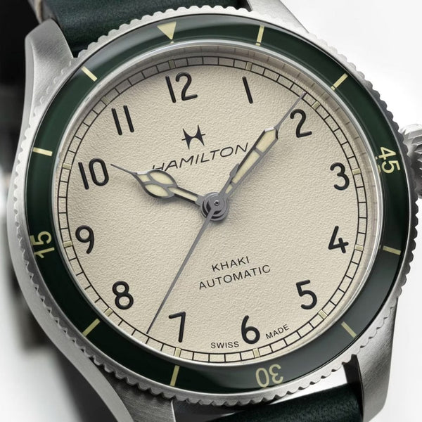 Hamilton Men's Khaki Aviation Pilot Pioneer 38mm Green Strap Watch