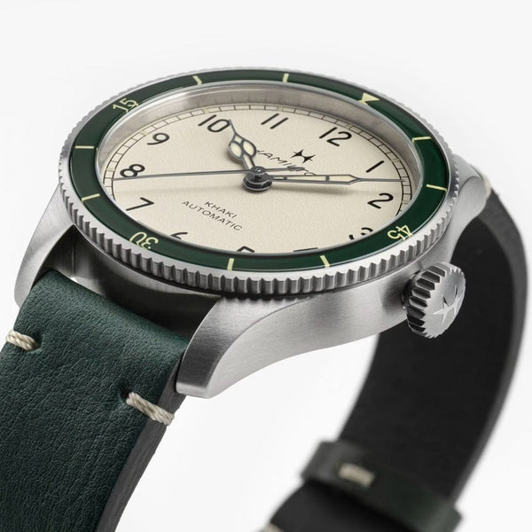 Hamilton Men's Khaki Aviation Pilot Pioneer 38mm Green Strap Watch