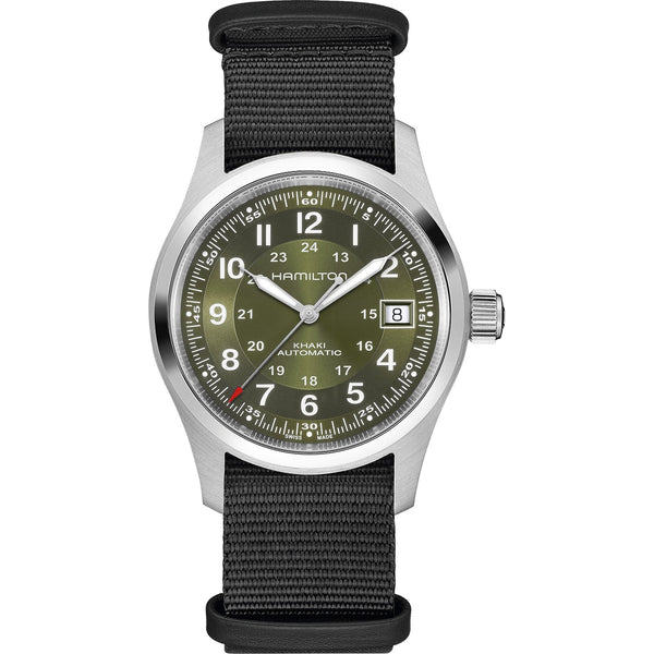 Hamilton Men's Khaki Field 38mm Automatic NATO Strap Green Dial Watch