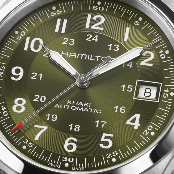 Hamilton Men's Khaki Field 38mm Automatic NATO Strap Green Dial Watch