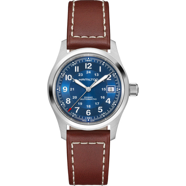 Hamilton Men's Khaki Field Leather Blue Dial Automatic 38mm Watch