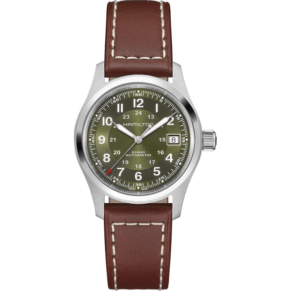 Hamilton Men's Khaki Field Leather Green Dial Automatic 38mm Watch