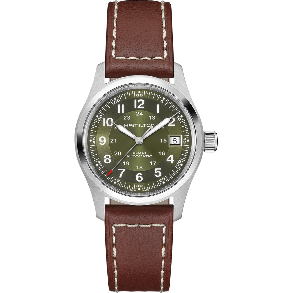 Hamilton Men's Khaki Field Leather Green Dial Automatic 38mm Watch