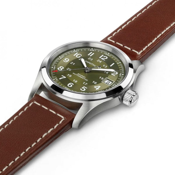 Hamilton Men's Khaki Field Leather Green Dial Automatic 38mm Watch